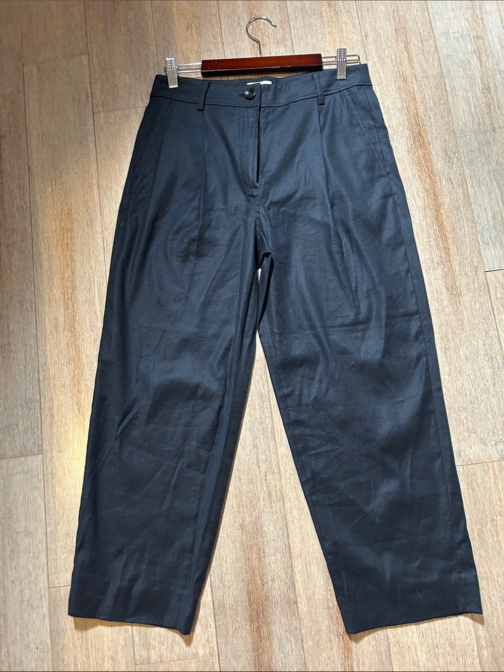 The Reset Dark Navy  High-Rise Wide-Leg Trousers